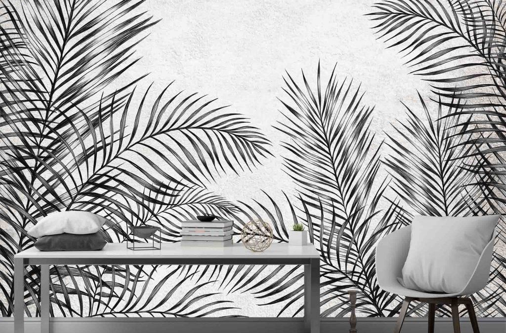 Murales | Feuilles de palmier tropical noires
